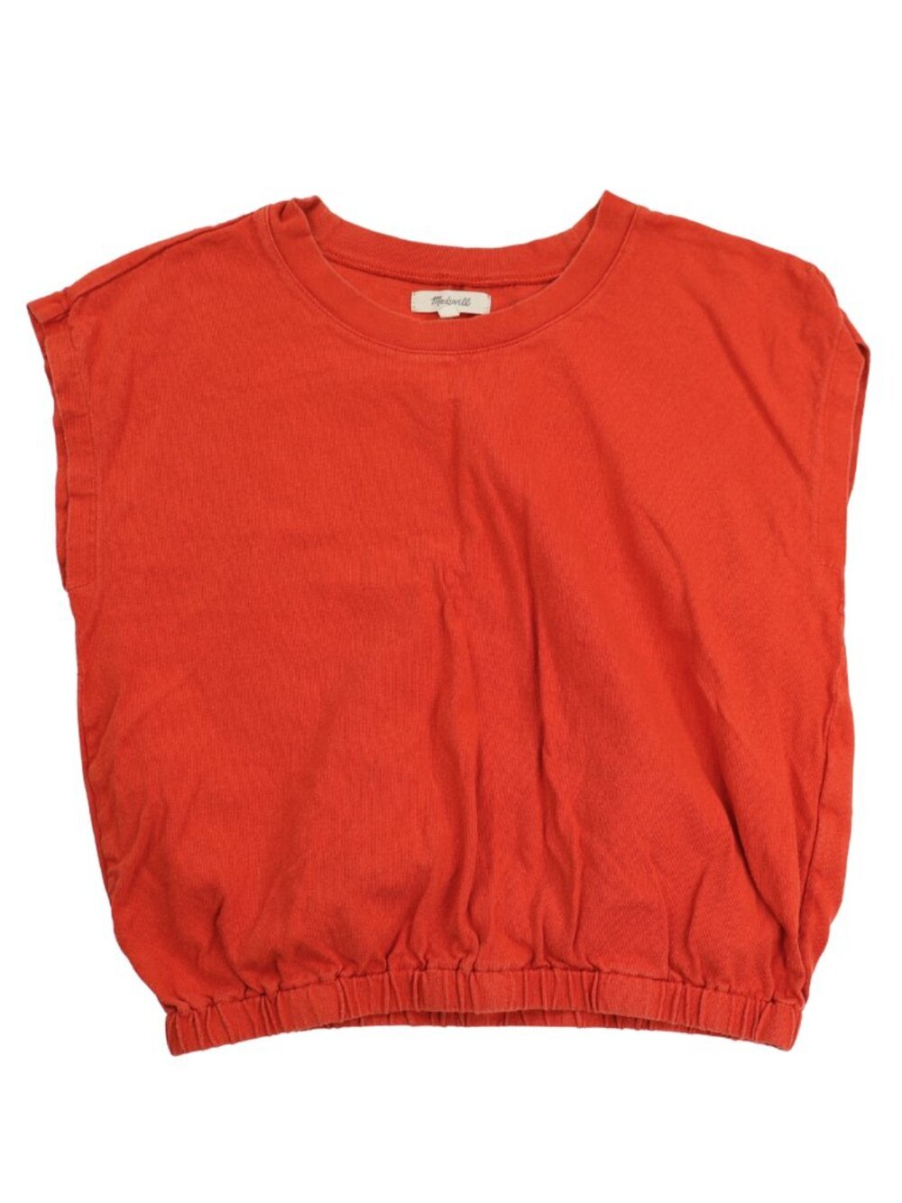Madewell Burnt Orange Cropped Elastic Hem Top Small